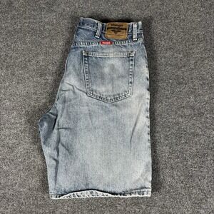 Vintage Wrangler Denim Shorts Mens Size 36 Relaxed Fit Blue Light Wash